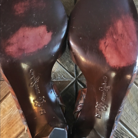 Report Signature Brown Leather Gold Sexy Heels 7.5 - Picture 5 of 5